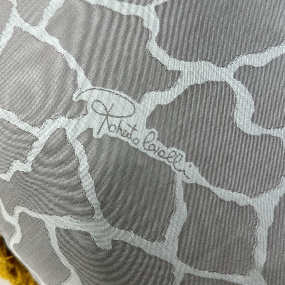ROBERTO CAVALLI NEW NWT GRAY GOLD FRINGE GIRAFFE PRINT LARGE ACCENT PILLOW - Picture 3 of 13